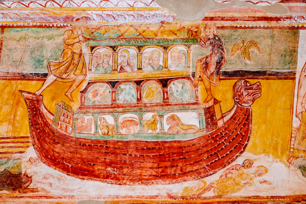 Détail de l'Arche de Noé fresque de l'abbaye de Saint-Savin-sur-Gartempe dans la Vienne © Loic Lagarde